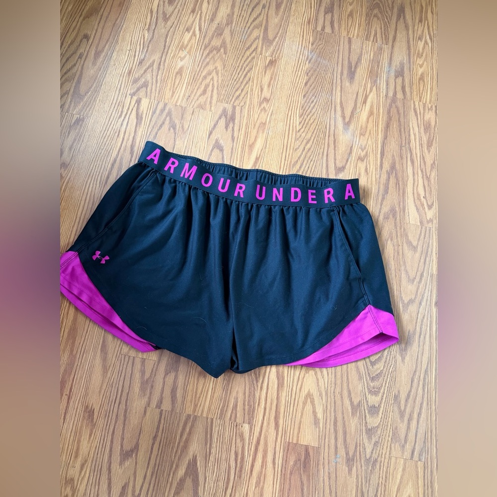 Under Armour Women's Black Shorts with Pink Trim